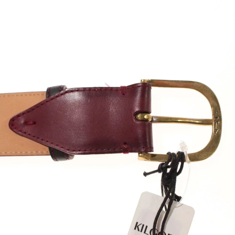 Paul Smith NWT Classic Brogue Belt Size 36 US Red Leather Made in Spain